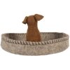 Clayre & Eef 66288 Filcová figurka psa v košíku 19x10 cm šedá/hnědá