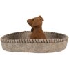 Clayre & Eef 66288 Filcová figurka psa v košíku 19x10 cm šedá/hnědá