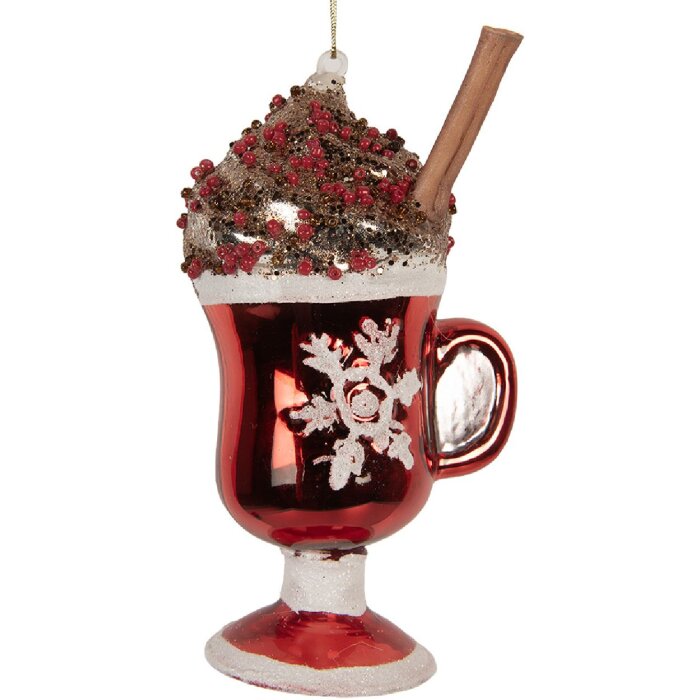 Clayre & Eef Vánoční ozdoba sklo 7x6x12 cm červeno-hnědá