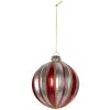 Clayre & Eef Vánoční ozdoba 8 cm červeno-stříbrná