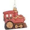 Clayre & Eef Dekorační závěs Lokomotiva 9x5x9 cm Červeno-zlatá