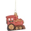 Clayre & Eef Dekorační závěs Lokomotiva 9x5x9 cm Červeno-zlatá
