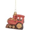 Clayre & Eef Dekorační závěs Lokomotiva 9x5x9 cm Červeno-zlatá