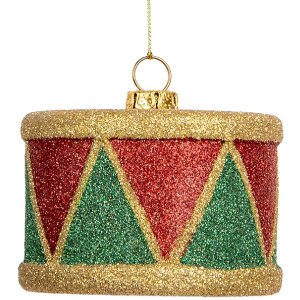 Clayre & Eef Dekorační závěs Bubínek 7x5 cm červený