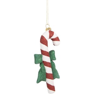 Clayre & Eef Dekorační závěs Perníková tyčinka 8x3x17 cm červeno-bílá