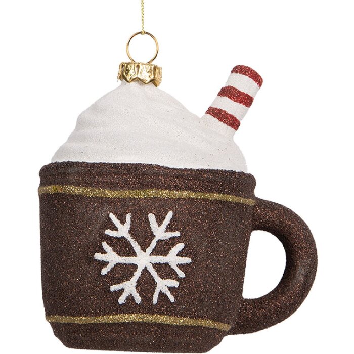 Clayre & Eef 66096 Dekorační závěs Kelímek 9x7x10 cm hnědobílý