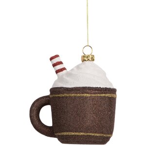 Clayre & Eef 66096 Dekorační závěs Kelímek 9x7x10 cm hnědobílý