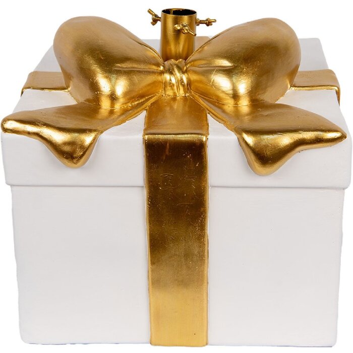 Clayre & Eef Stojan na vánoční stromek 36x35x33 cm bílá zlatá