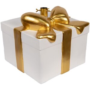 Clayre & Eef Stojan na vánoční stromek 36x35x33 cm bílá zlatá