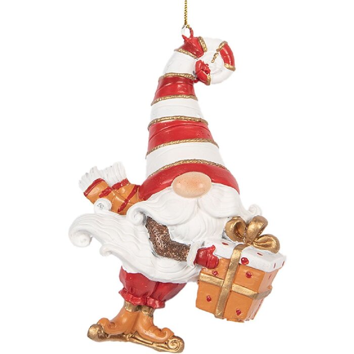 Clayre & Eef Dekorace závěsný Santa Claus 8x4x10 cm