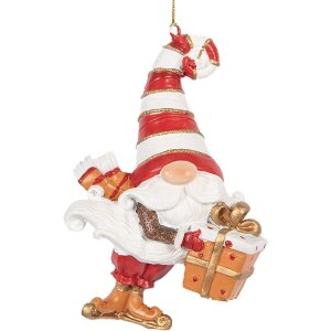 Clayre & Eef Dekorace závěsný Santa Claus 8x4x10 cm