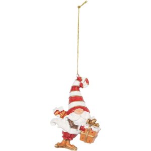 Clayre & Eef Dekorace závěsný Santa Claus 8x4x10 cm