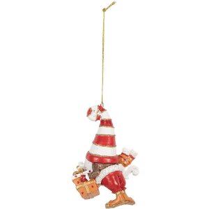 Clayre & Eef Dekorace závěsný Santa Claus 8x4x10 cm