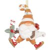 Clayre & Eef Dekorace Závěs Santaklaus 8x4x10 cm oranžovo-bílá