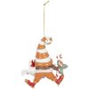 Clayre & Eef Dekorace Závěs Santaklaus 8x4x10 cm oranžovo-bílá