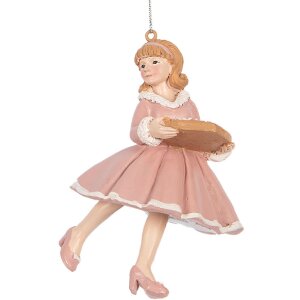 Clayre & Eef 6PR5303 Dekorační závěs Baletka 7x7x11 cm Růžová béžová