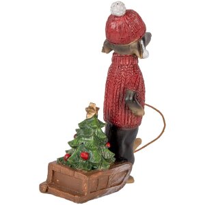 Clayre & Eef Dekorace Pes Jezevčík 8x4x13 cm Hnědo-červená