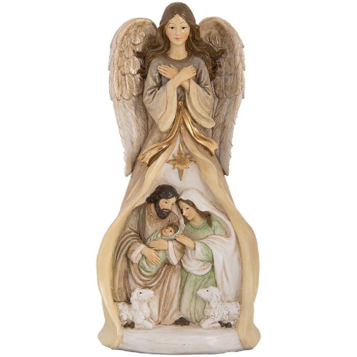 Clayre & Eef Vánoční skupina 15x12x30 cm béžovo-zlatá