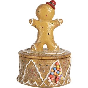 Clayre & Eef Krabička s perníčky Ø 7x11 cm - Hnědá