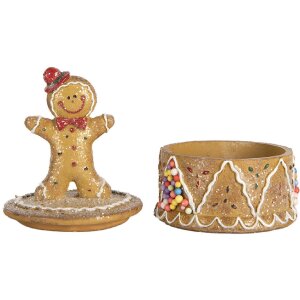 Clayre & Eef Krabička s perníčky Ø 7x11 cm - Hnědá