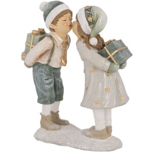 Clayre & Eef Dekorace Dítě 15x6x18 cm Béžová Zelená