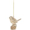 Clayre & Eef Dekorační závěs Ptáček 6x3x6 cm béžovo-zlatý