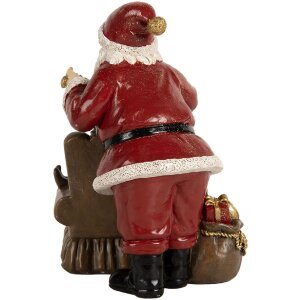 Clayre & Eef Dekorace Santa Claus s dětmi 17x13x18 cm červená