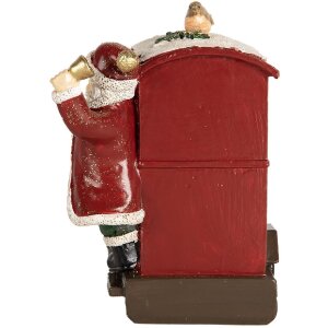 Clayre & Eef Dekorace Santa Claus s lokomotivou 16x10x13 cm červená