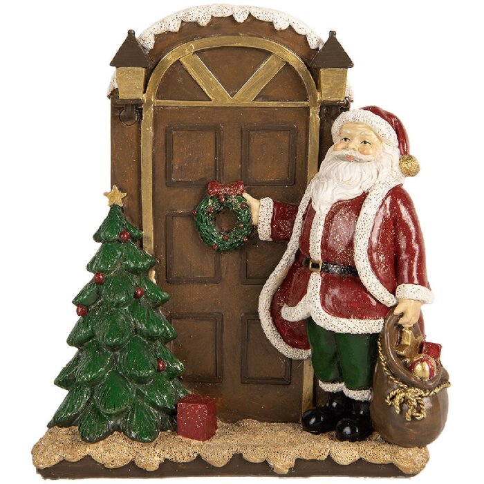 Clayre & Eef Vánoční ozdoba Santa Claus 18x7x20 cm červená/hnědá