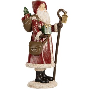 Clayre & Eef Santa Claus 12x11x26 cm červeno-bílá vánoční dekorace