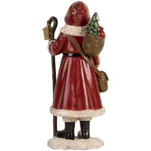 Clayre & Eef Santa Claus 12x11x26 cm červeno-bílá vánoční dekorace