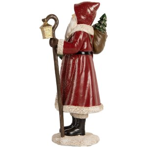 Clayre & Eef Santa Claus 12x11x26 cm červeno-bílá vánoční dekorace