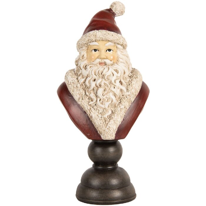 Clayre & Eef Dekorační busta Santa Claus 11x8x22 cm červená & bílá
