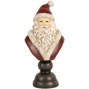 Clayre & Eef Dekorační busta Santa Claus 11x8x22 cm červená & bílá