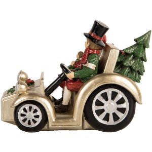 Clayre & Eef Dekorace Děti v autě 22x14x16 cm zlatá