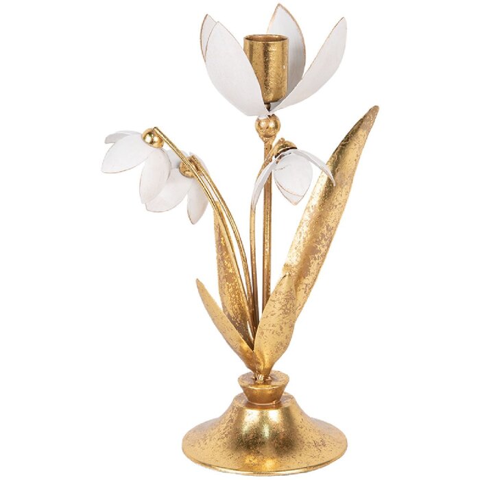 Clayre & Eef 6Y5804 Svícen zlatý železo 14x10x25 cm elegantní dekorace
