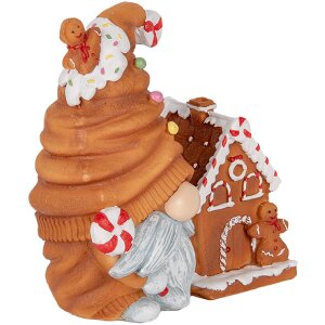 Clayre & Eef Dekorativní trpaslík s LED 14x9x15 cm hnědý/modrý