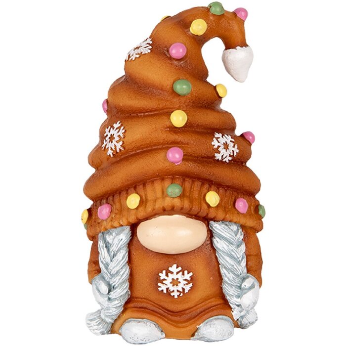 Clayre & Eef Dekorace trpaslík 8x8x13 cm hnědo-modrá