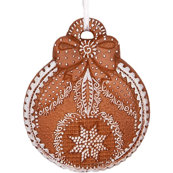 Clayre & Eef Vánoční závěs Koule 8x2x10 cm Braun Weiß