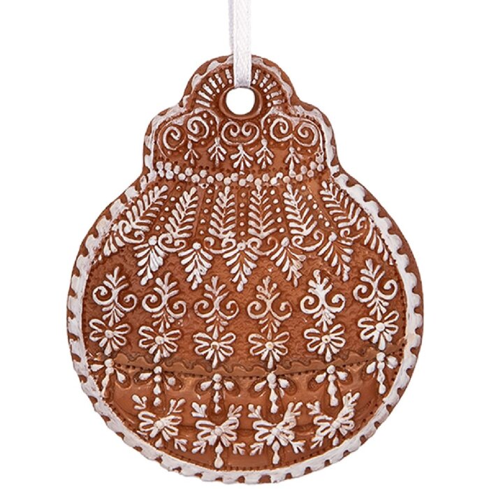 Clayre & Eef 6PR5318 Dekorace Závěsný Vánoční Ornament 8x2x10 cm Braun Weiß