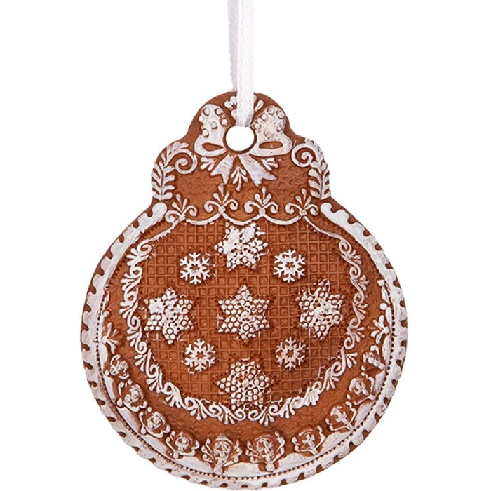 Clayre & Eef 6PR5319 Vánoční závěs Koule 8x2x10 cm hnědobílá