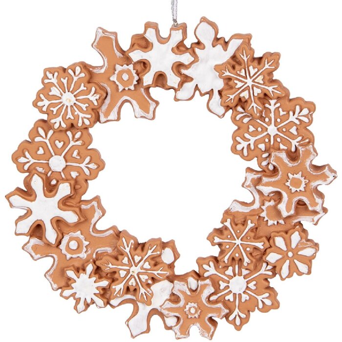 Clayre & Eef Dekorační závěs Věnec Ø 18x2 cm Hnědo-bílý