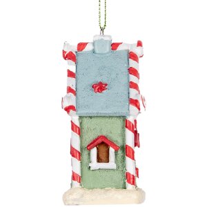 Clayre & Eef Dekorační závěs Dům 6x4x8 cm Zelená Bílá