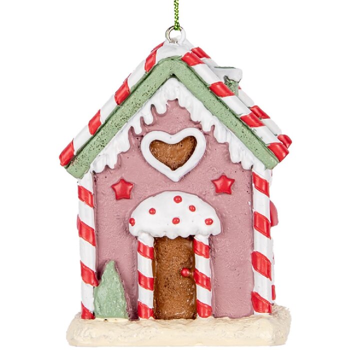 Clayre & Eef Dekorační závěs Dům 6x4x8 cm Růžová