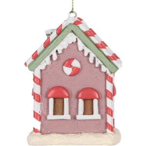 Clayre & Eef Dekorační závěs Dům 6x4x8 cm Růžová