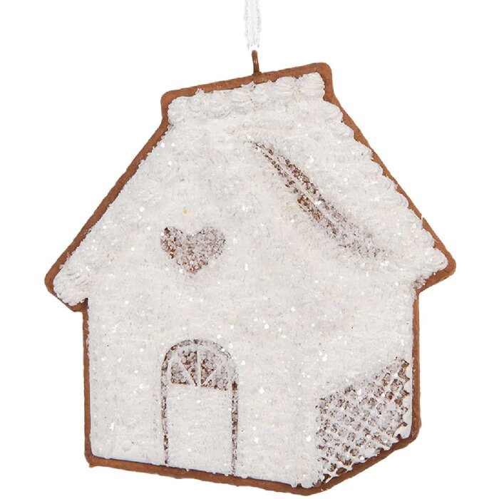 Clayre & Eef 6PR5327 Dekorační závěs Dům 9x1x10 cm bílo-hnědý