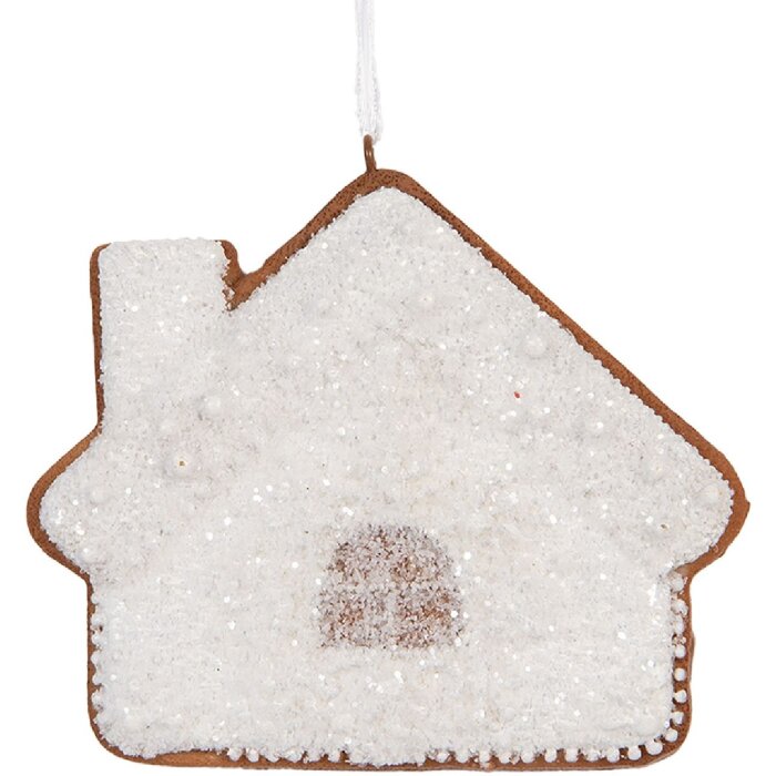 Clayre & Eef Dekorační závěs Dům 9x1x8 cm Bílá