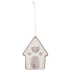 Clayre & Eef Dekorace Závěs Dům 8x1x10 cm Bílo-hnědá