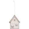 Clayre & Eef 6PR5333 Dekorace Závěsný Domeček 8x1x10 cm Bílá/Hnědá