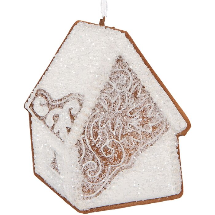 Clayre & Eef 6PR5334 Dekorační závěs Dům 9x1x10 cm Bílá Hnědá